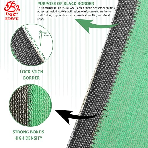 BENAVJI Green Shade Net, 50% UV Sun Protection, for Terrace, Garden, Green House, Balcony, & Gardening Multipurpose Agro Netting Size 20FT X 10FT - Image 4