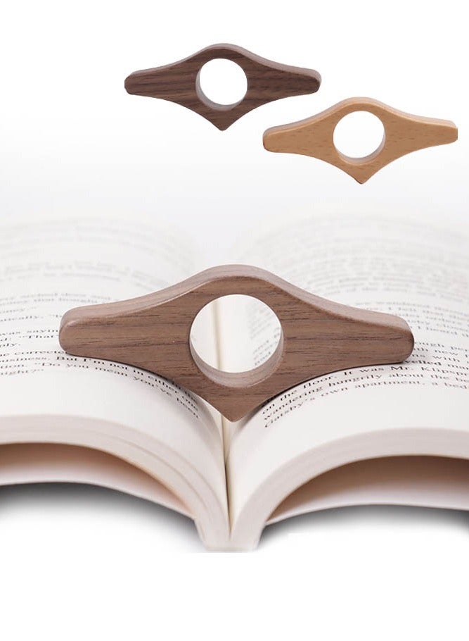 INSENSE A set of 2 wooden thumb book holders, page clips, book presses, lazy readers with one handed reading finger rings, thumb bookmarks, book finger clips, suitable book accessories for reading enthusiasts - Image 1