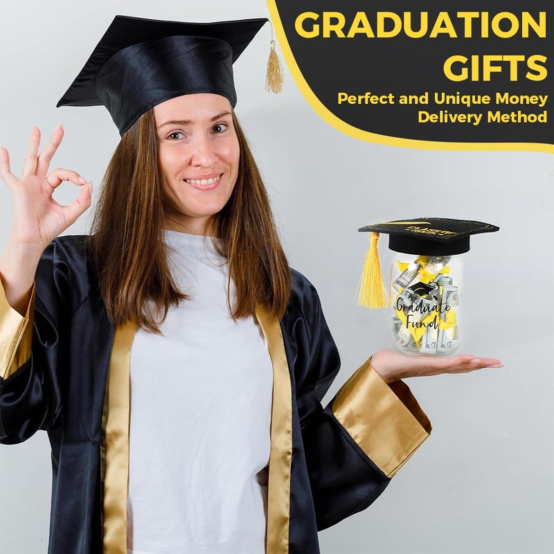 HASTHIP ® Graduation Gifts 2025 - Personalized Name Graduation Mason Jar - Filled with Money & Class of 2025 Cap Kit - Centerpieces Congrats Decorations Party Supplies for Women Men College High School - Image 4