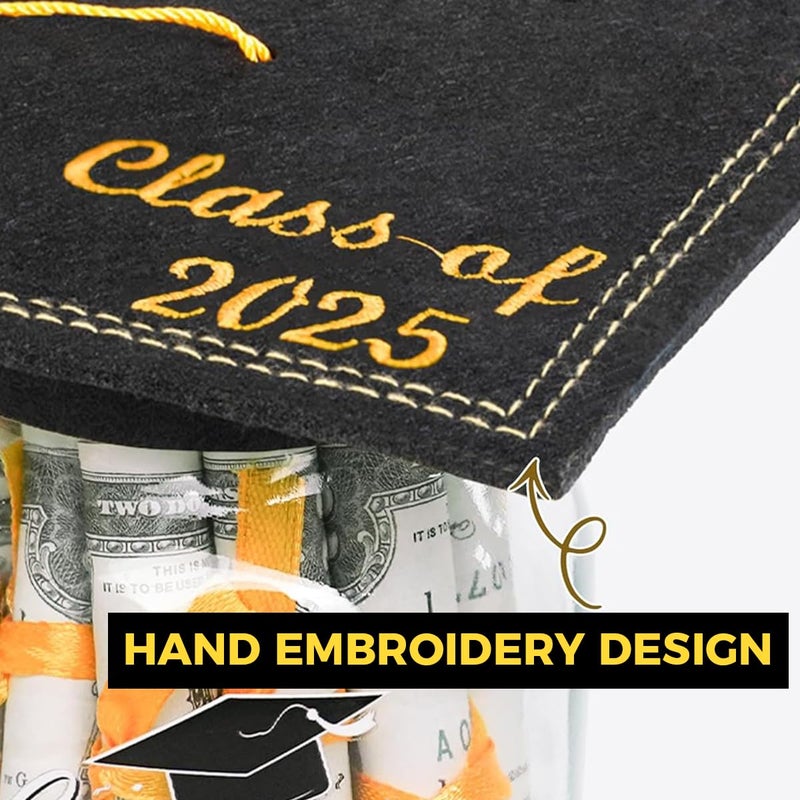 HASTHIP ® Graduation Gifts 2025 - Personalized Name Graduation Mason Jar - Filled with Money & Class of 2025 Cap Kit - Centerpieces Congrats Decorations Party Supplies for Women Men College High School - Image 3