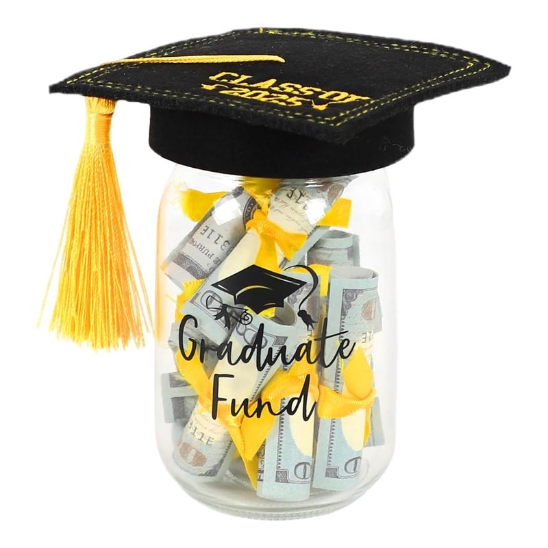 HASTHIP ® Graduation Gifts 2025 - Personalized Name Graduation Mason Jar - Filled with Money & Class of 2025 Cap Kit - Centerpieces Congrats Decorations Party Supplies for Women Men College High School - Image 1