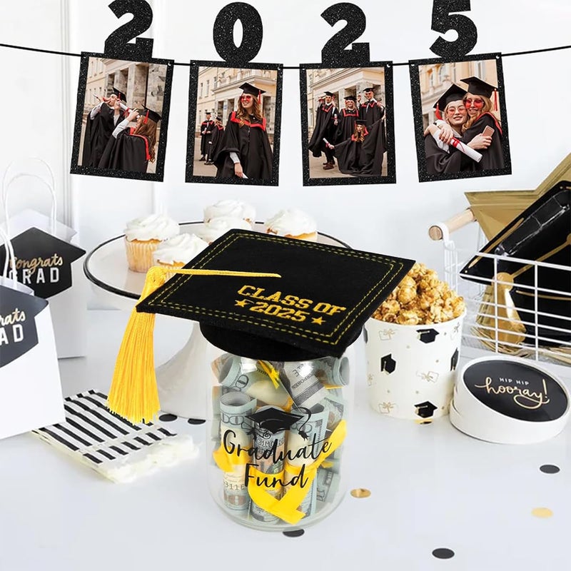 HASTHIP ® Graduation Gifts 2025 - Personalized Name Graduation Mason Jar - Filled with Money & Class of 2025 Cap Kit - Centerpieces Congrats Decorations Party Supplies for Women Men College High School - Image 5