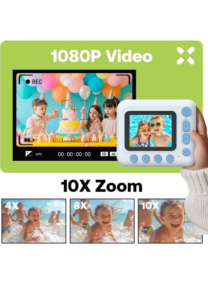 AROAQ Kids Instant Print Camera Kids Camera 1080P Digital Camera for Kids 2.4 Inch IPS Screen 10X Zoom Built-in Battery with Thermal Printing Paper Color Pens Neck Strap 32GB TF Card Birthday Festival Gift - Image 3