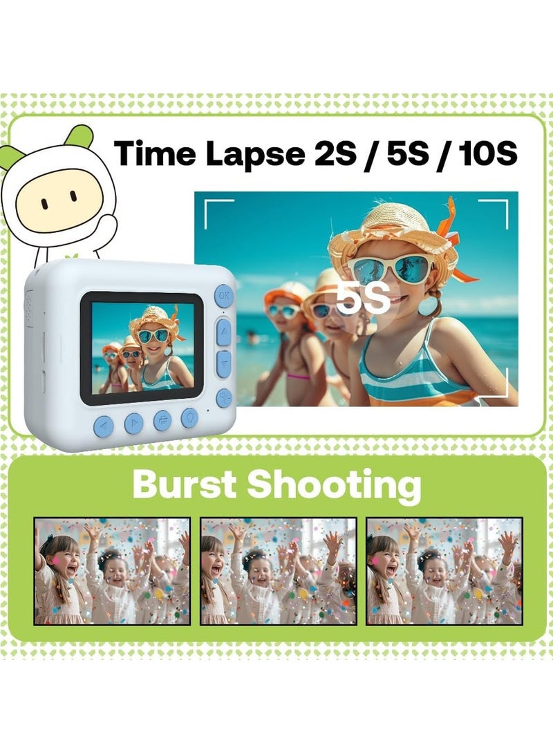 AROAQ Kids Instant Print Camera Kids Camera 1080P Digital Camera for Kids 2.4 Inch IPS Screen 10X Zoom Built-in Battery with Thermal Printing Paper Color Pens Neck Strap 32GB TF Card Birthday Festival Gift - Image 4