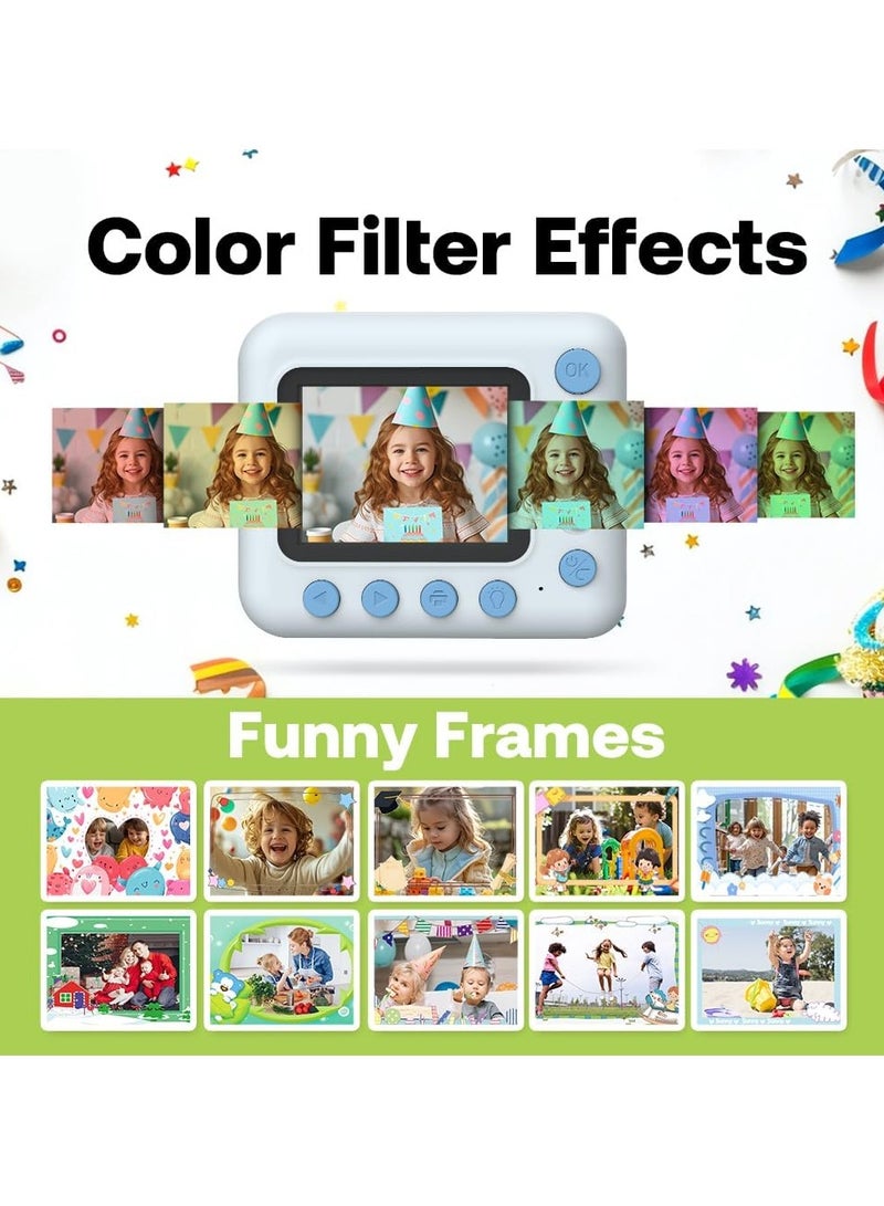 AROAQ Kids Instant Print Camera Kids Camera 1080P Digital Camera for Kids 2.4 Inch IPS Screen 10X Zoom Built-in Battery with Thermal Printing Paper Color Pens Neck Strap 32GB TF Card Birthday Festival Gift - Image 5