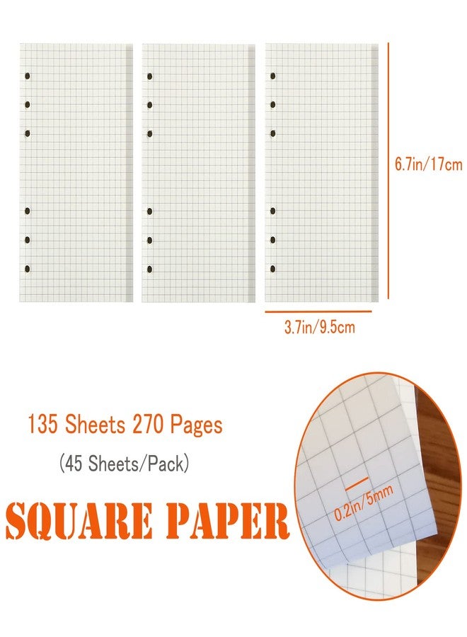 DY.2ten a6 6-Hole Binder Notebook Refills Set - 135 Sheets (270 Pages) Graph Paper + 2pcs Zipper Binder Pockets + 5 Pcs Dividers + Index Note Tabs + Ruler for Filofax a6 - Image 2