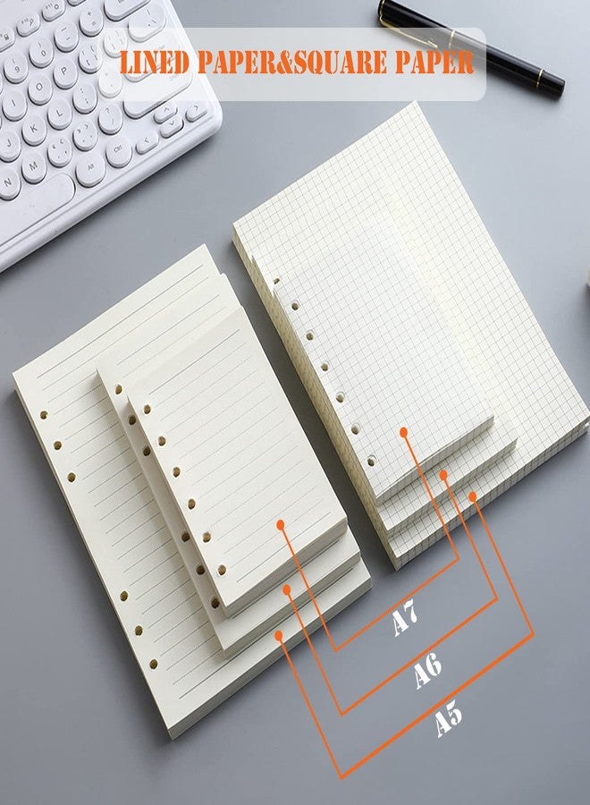 DY.2ten a6 6-Hole Binder Notebook Refills Set - 135 Sheets (270 Pages) Graph Paper + 2pcs Zipper Binder Pockets + 5 Pcs Dividers + Index Note Tabs + Ruler for Filofax a6 - Image 4