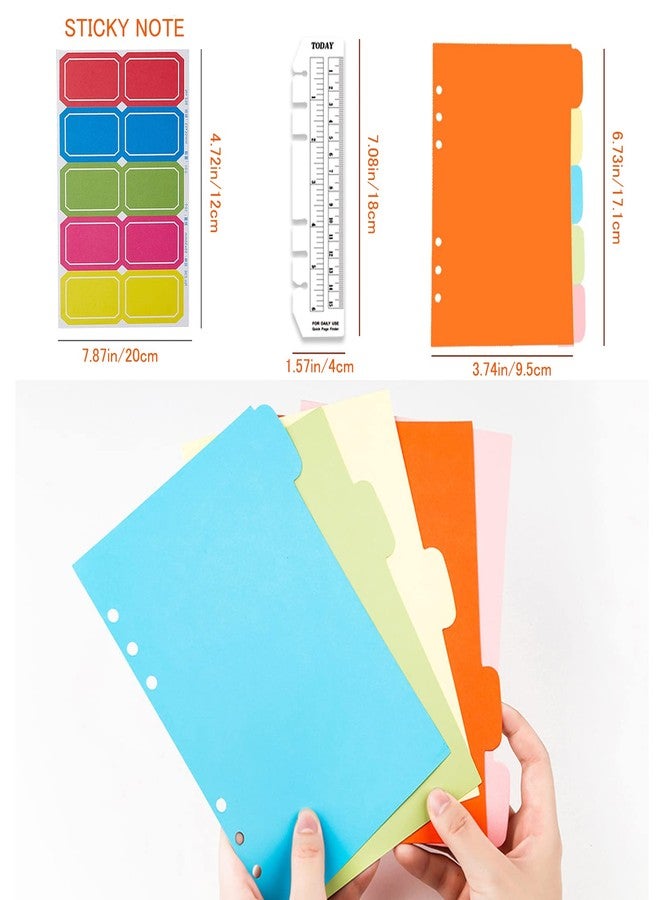 DY.2ten a6 6-Hole Binder Notebook Refills Set - 135 Sheets (270 Pages) Graph Paper + 2pcs Zipper Binder Pockets + 5 Pcs Dividers + Index Note Tabs + Ruler for Filofax a6 - Image 5