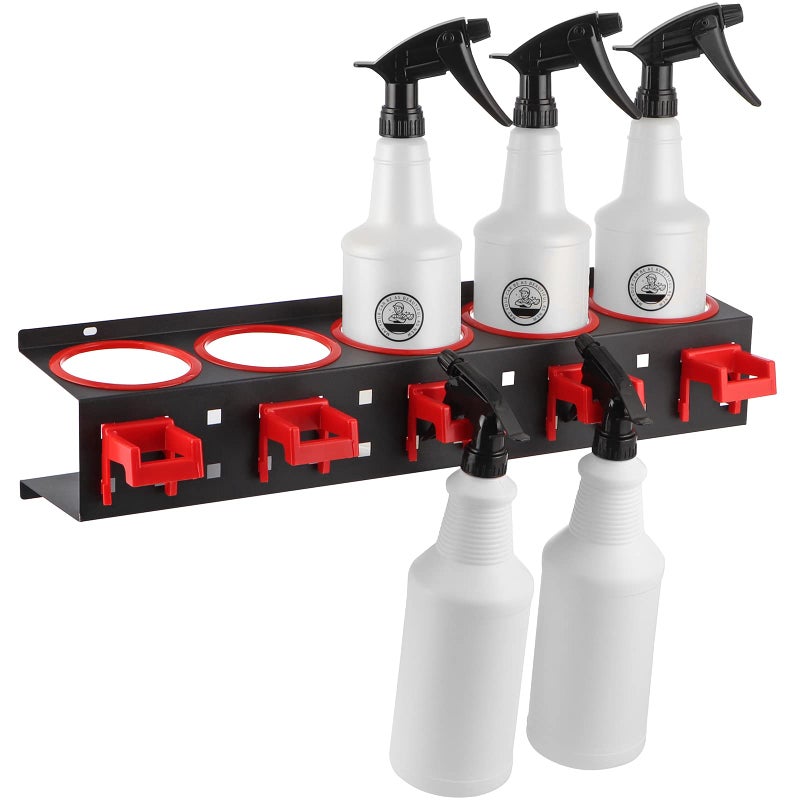 MOLIGOU Spray Bottle Storage Rack Wall Mount Bottle Organizer Car Detailing Steel Spray Bottle Holder