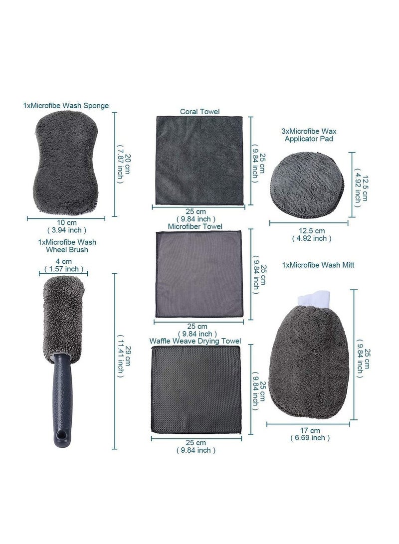 Generic 9 Pcs Car Care Car Cleaning Kit with Soft Microfiber Cloth Towels,Wash Mitt Sponge, Automotive Detail Brushes - Image 2