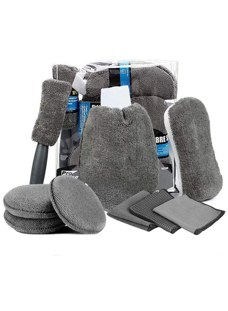 Generic 9 Pcs Car Care Car Cleaning Kit with Soft Microfiber Cloth Towels,Wash Mitt Sponge, Automotive Detail Brushes - Image 1