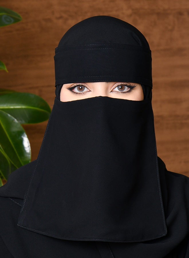 عبايات حوراء نقاب قصير بمطاط مائل وبطانه حرير ورباط اغلاق - Image 3