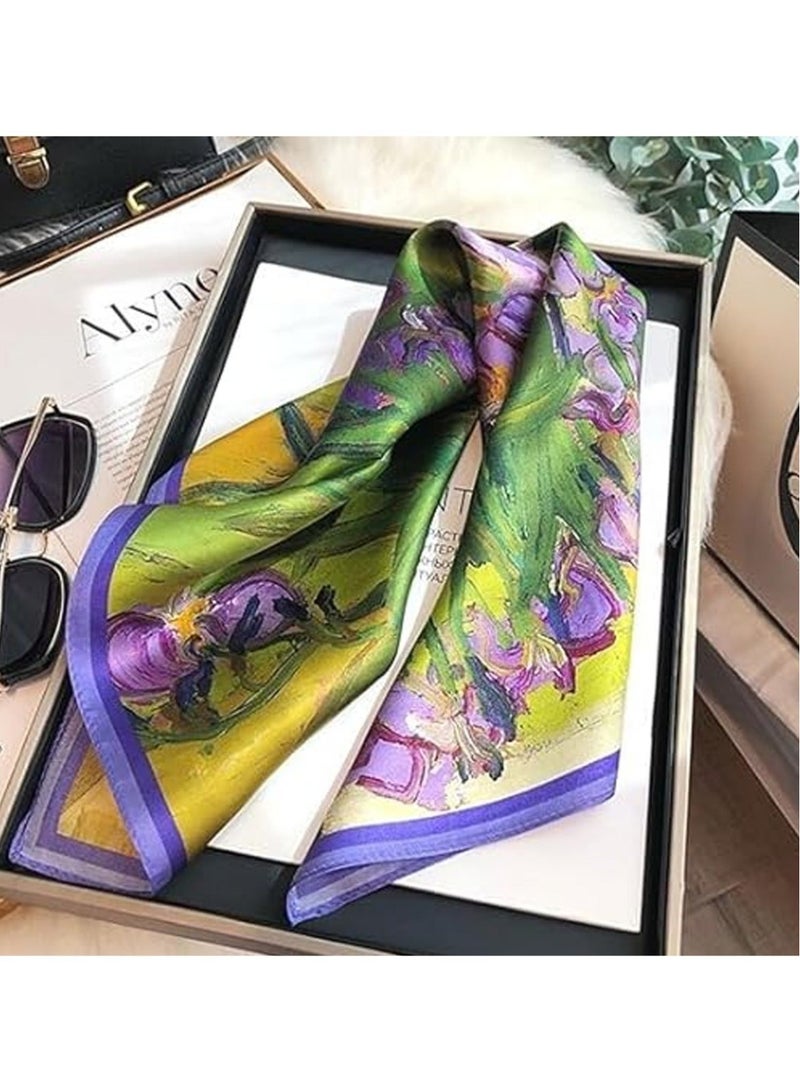 Captaintech 100% Mulberry Silk Neck Scarf 21"x21" Small Square Scarfs for Women, Silk Bandana, Square Silk Scarf for Women, Bag Handle Scarf - Image 2