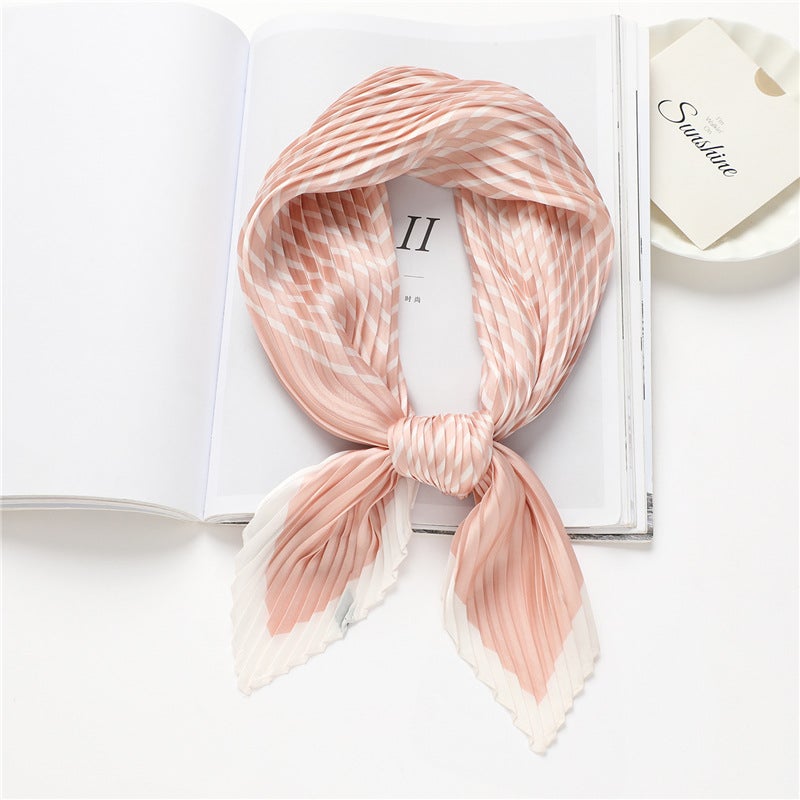 Simple geometric scarf Nordic style striped scarf thin diamond scarf decorative scarf 70cm pleated scarf New - Image 5