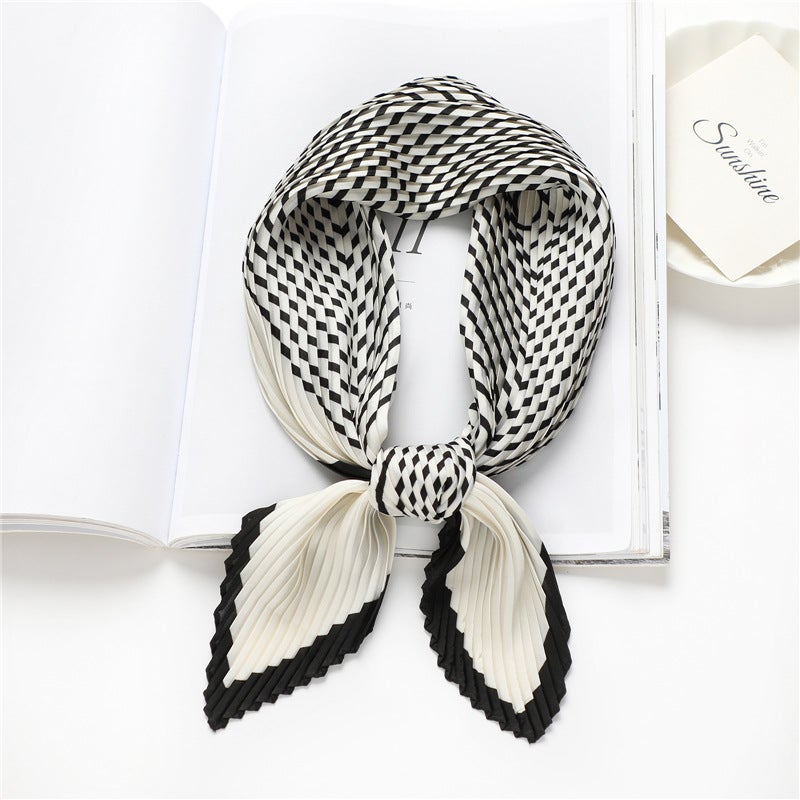 Simple geometric scarf Nordic style striped scarf thin diamond scarf decorative scarf 70cm pleated scarf New - Image 2