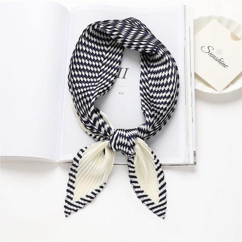 Simple geometric scarf Nordic style striped scarf thin diamond scarf decorative scarf 70cm pleated scarf New - Image 3
