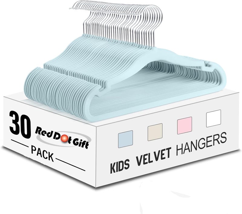 Red Dot Gift Pack of 30 Baby Velvet Clothes Hangers - Image 1