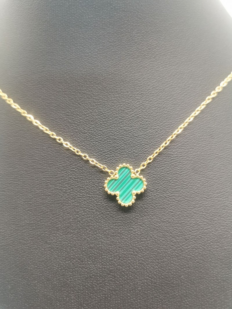 Chic Four-Leaf Clover Double-Sided Pendant Necklace Green