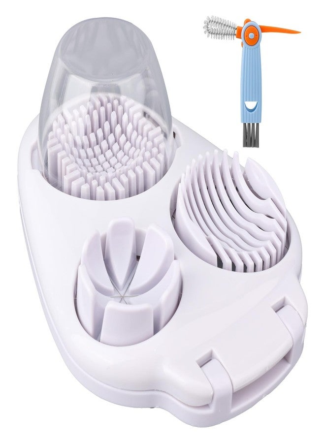 Penitue 3-in-1 Egg Slicer with Cleaning Brush, 3 Slice Modes Egg Cutter Stainless Steel Dicer Multipurpose Kitchen Chopper Utensil for Hard Boiled Eggs Strawberry Tomato Butter Mushroom - Image 1