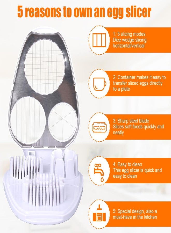 Penitue 3-in-1 Egg Slicer with Cleaning Brush, 3 Slice Modes Egg Cutter Stainless Steel Dicer Multipurpose Kitchen Chopper Utensil for Hard Boiled Eggs Strawberry Tomato Butter Mushroom - Image 3