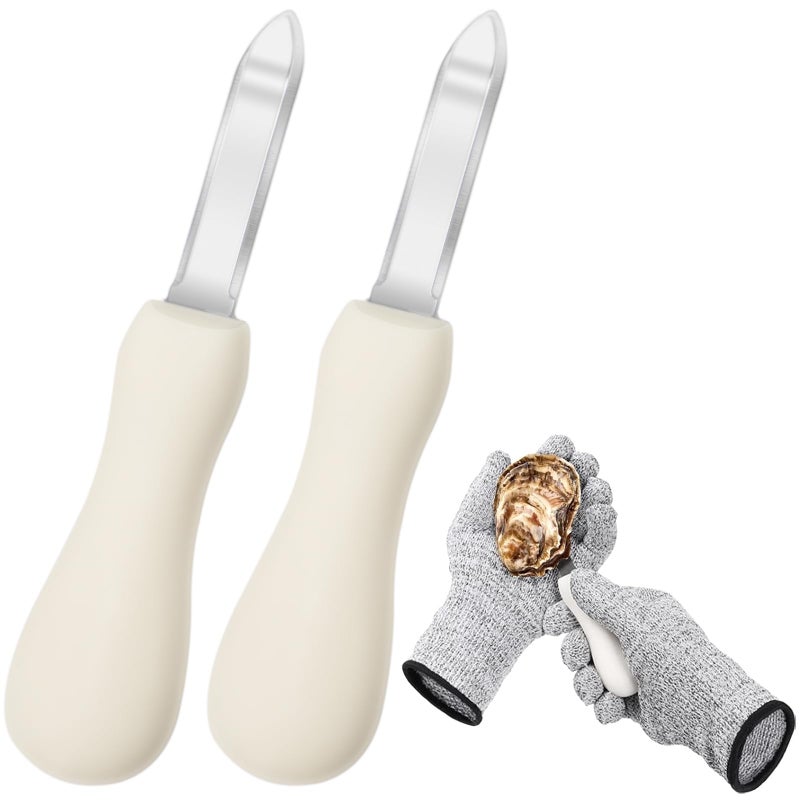 Nonley Oyster Shucking Knife, 2 Pack Oyster Knife Shucker Set with Professional Grade Cut Resistant Gloves, Stainless Steel Seafood Opener Tools - Image 1