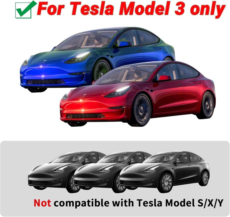Nanaholy Tesla Model 3 Emblem Accessories Front and Rear Trunk Logo Cover Sticker Badge Decals - 2Pcs Set (Black) - Image 5
