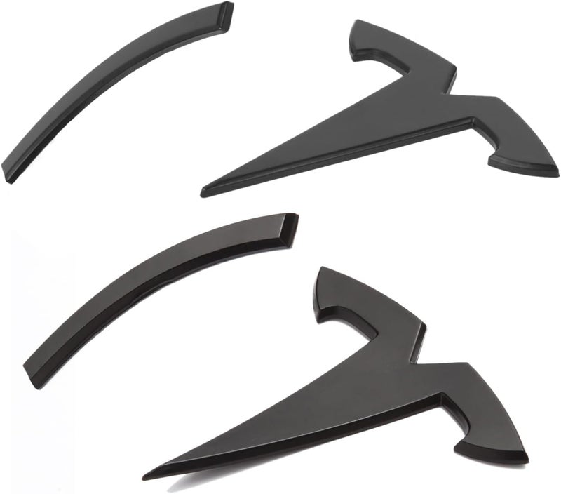 Nanaholy Tesla Model 3 Emblem Accessories Front and Rear Trunk Logo Cover Sticker Badge Decals - 2Pcs Set (Black) - Image 1