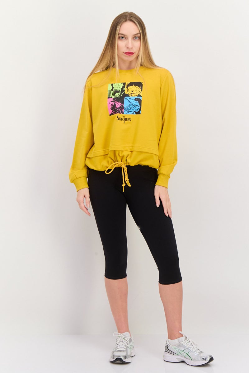 SKECHERS Women Sportswear Fit Training Sweatshirt, Golden Yellow  - Image 4