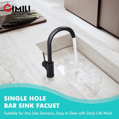 GIMILI Black Bar Sink Faucet, Modern Bar Single Hole, Prep Wet Small for Kitchen Farmhouse RV Camper Outdoor Utility Bathroom - Image 2