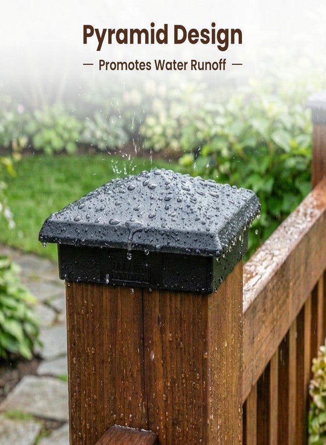 Decorex Hardware Heavy Duty Aluminium Pyramid Post Cap for Wood Posts - Black 3.5" x 3.5" Black DHPPC35 - Image 3