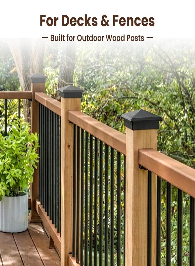 Decorex Hardware Heavy Duty Aluminium Pyramid Post Cap for Wood Posts - Black 3.5" x 3.5" Black DHPPC35 - Image 4