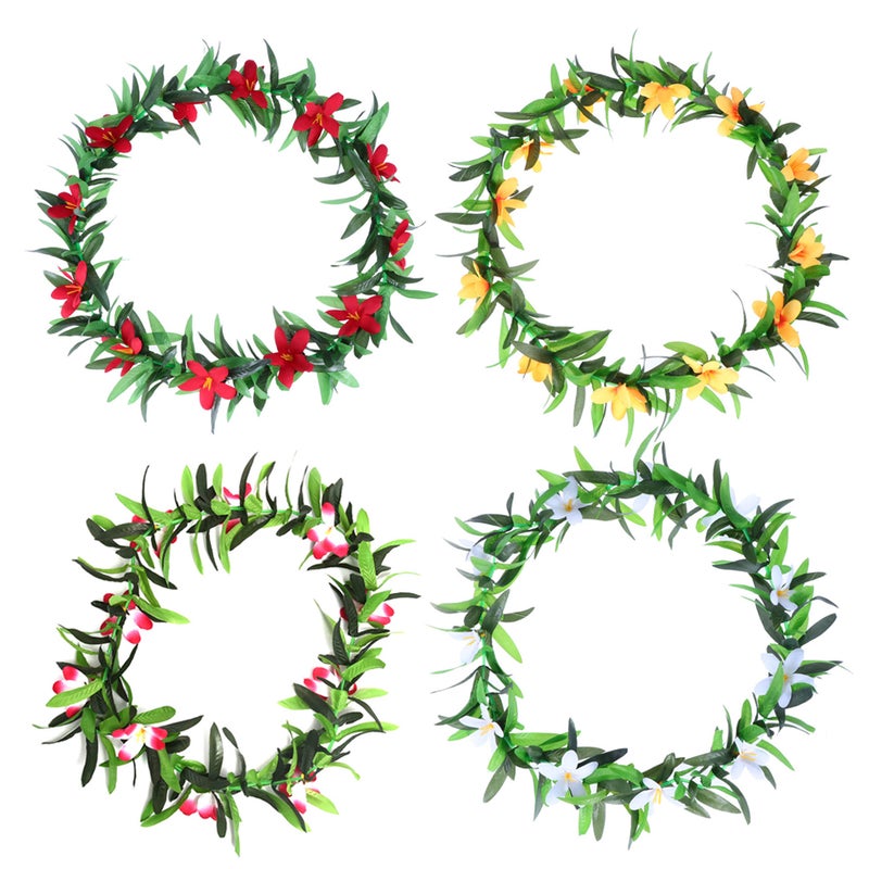 8 pcs Hawaiian Simulated Phalaenopsis Flower Wreaths Garland For Tropical Beach Theme Party Favors (Mixed Color) - Image 2