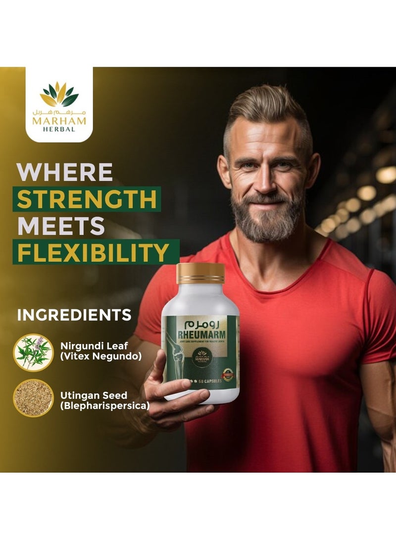 MARHAM HERBAL Rheumarm Joint Support Capsules – Advanced Herbal Formula for Knee Pain Relief, Arthritis Support, Bone Strength & Cartilage Care | Natural Anti-Inflammatory Supplement | 60 Capsules - Image 3