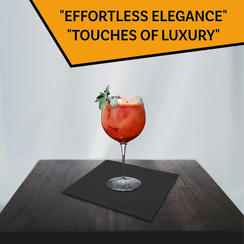 Perfectware - 2 Ply Black-200ct Perfect Stix 2 Ply Beverage Black Napkin-200 Paper Cocktail Beverage Napkin Black, 9.5" x 9.5" (Pack of 200) - Image 4