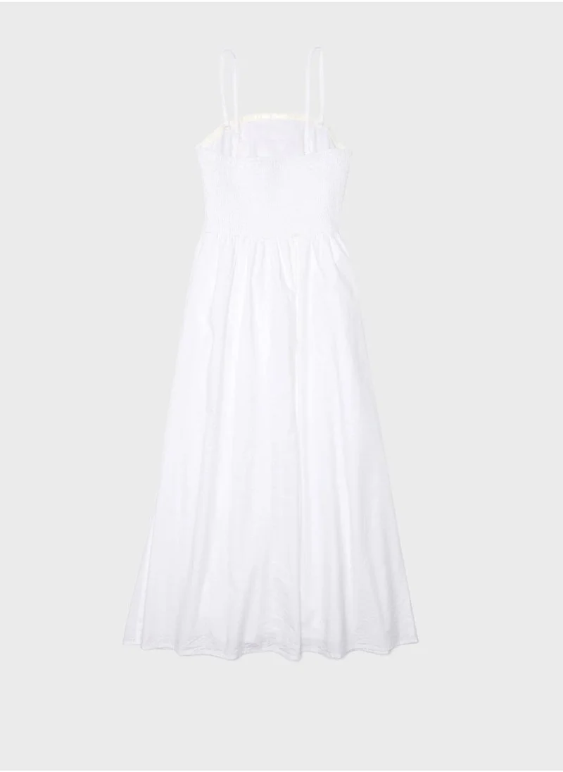 American Eagle Strapless Cotton poplin Midi Dress