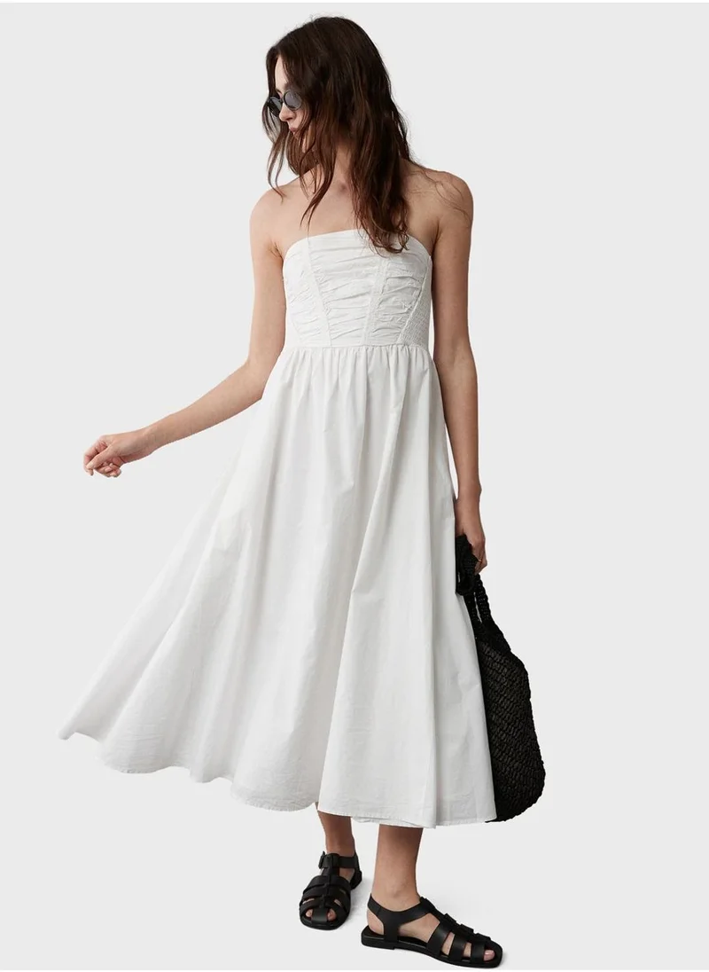 American Eagle Strapless Cotton poplin Midi Dress