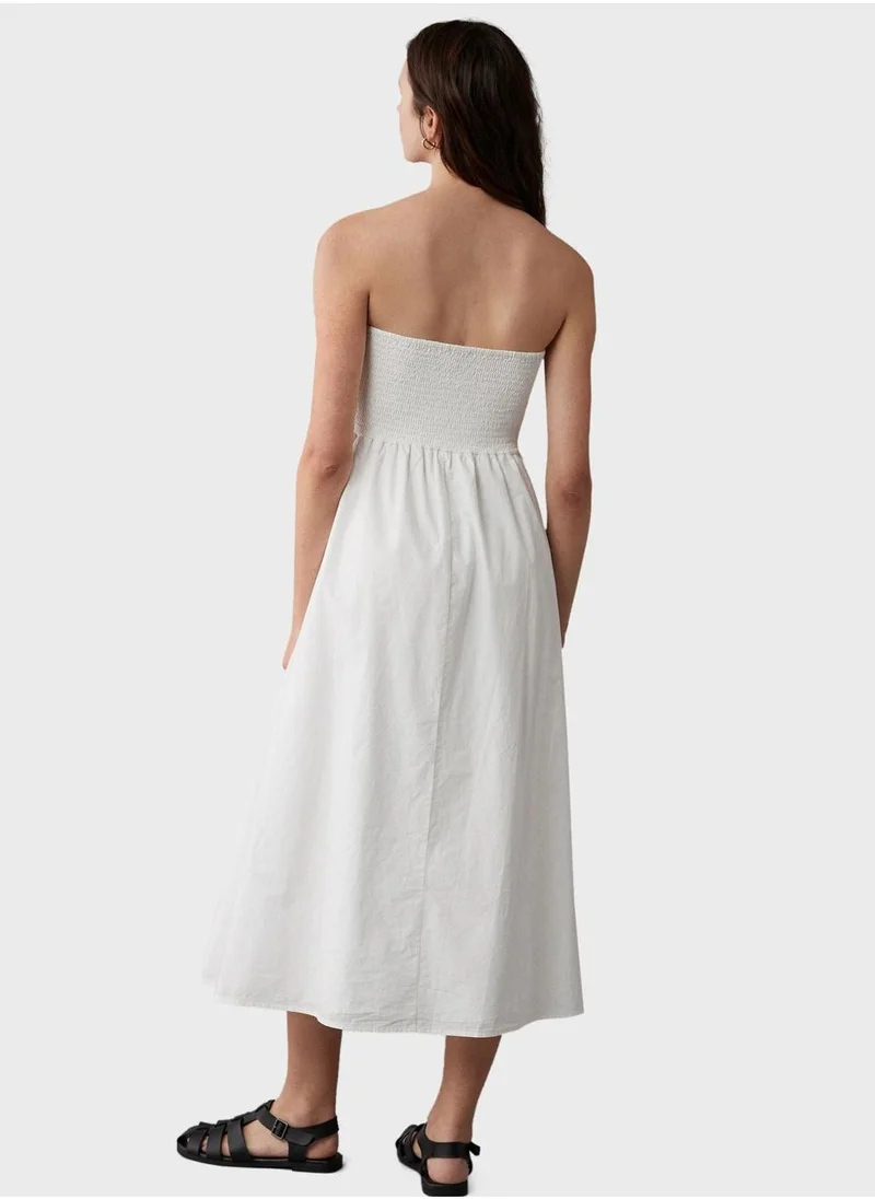 American Eagle Strapless Cotton poplin Midi Dress