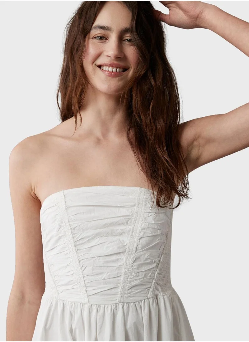 American Eagle Strapless Cotton poplin Midi Dress