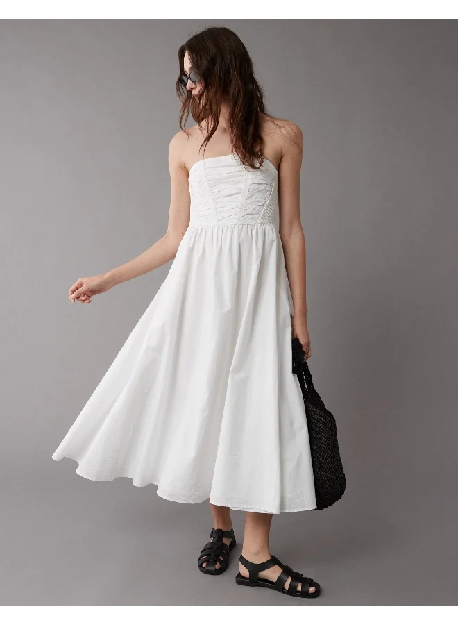 American Eagle Strapless Cotton poplin Midi Dress