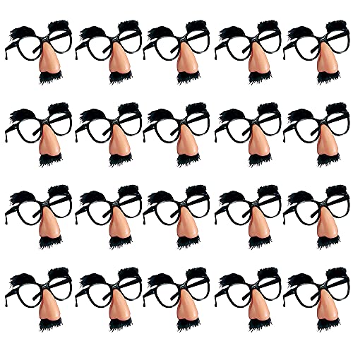 PPXMEEUDC 20 PCS Disguise Glasses with Funny Nose Funny Glasses with Eyebrows and Mustache Perfect Party Favors for Costume Halloween and Birthday Parties - Image 1