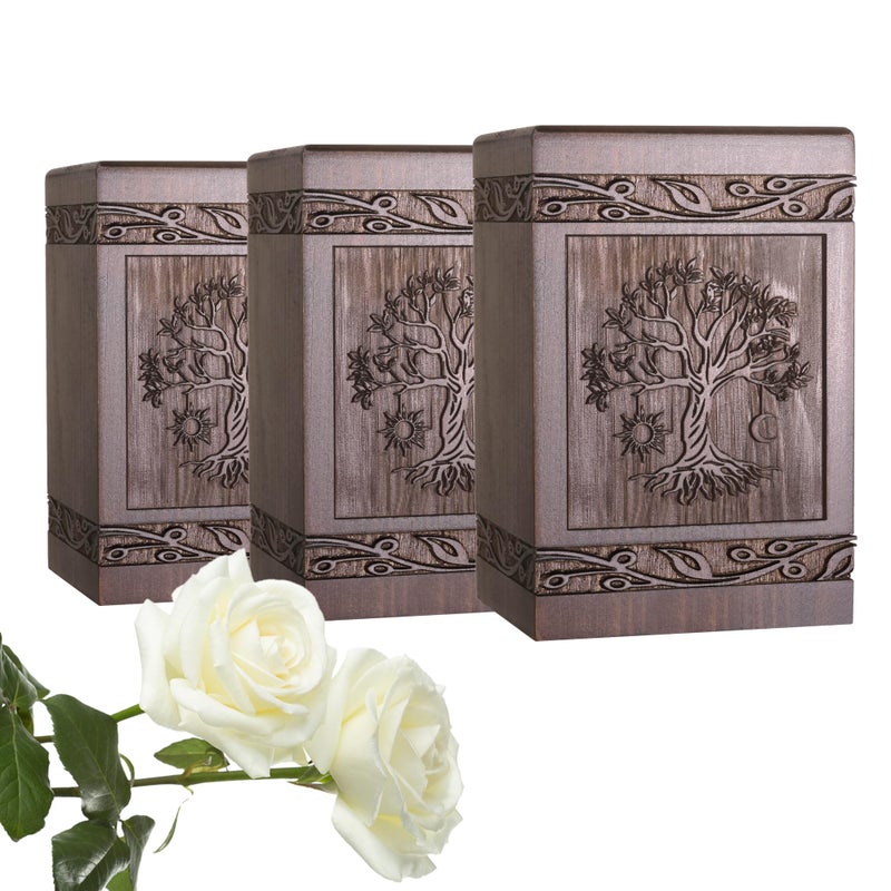 Cremation Urns for Human Ashes Adult Male Female Wooden Tree of Life Urns Box and Casket for Ashes Men Women Child Pets Cat Dog Urn Burial Funeral Memorial Urns for Ashes Holds 20 Cubic Inch
