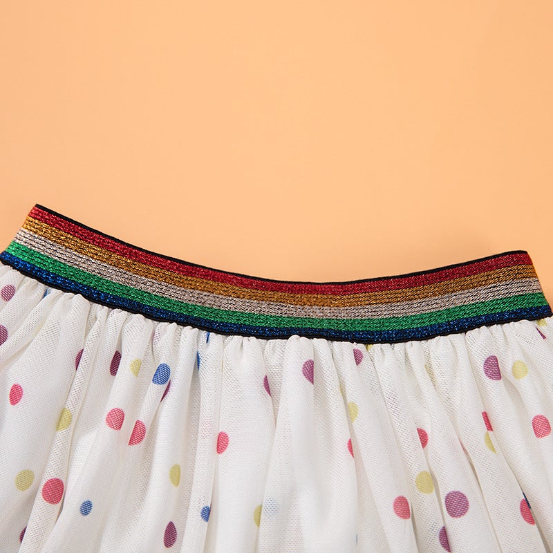 Direct Supply Spring And Girls' Clothing High-Quality Mesh Fabric Four-Layer Skirt Color Elastic Waist Skirt Skirt - Image 4