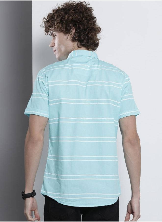 The Indian Garage Co Men Slim Fit Striped Half Sleeves Spread Collar Casual Shirt  - Image 2