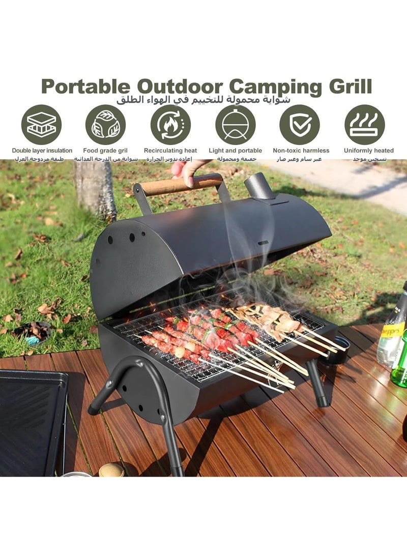 سوفام 2 في 1 شواية الشواء المحمولة، الفحم المنزلي شواية بلا دخان، شواء القلي والشواية، شواية شواء صغيرة قابلة للطي في الهواء الطلق، مناسبة للطهي في الهواء الطلق، التخييم، النزهة، النزهة وحفلة الشاطئ. - Image 5