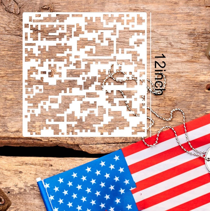 zosylley Camo Paint Stencils 12inch Camouflage Stencils Reusable Camo Stencil for Spray Paint Wood Canvas Paper Fabric Floor Wall Tile - Image 2