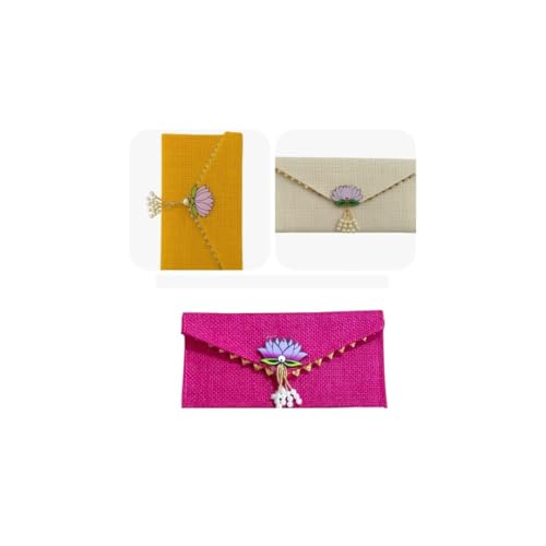 KOOGLY Jute Shagun Envelope for Money and Shagun Envelopes for Wedding,Birthday,Gifting For Birthdays and Functions | Multicolor|Pack of 3| - Image 5