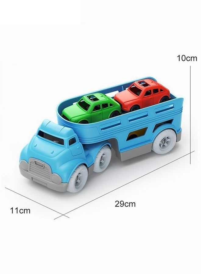 ميكسد شاحنة حاملة ذات طابقين زرقاء مع مجموعة ألعاب 3 سيارات للأطفال مع لعبة حمل مقلدة منزلق لهدايا الأولاد والبنات - Image 4
