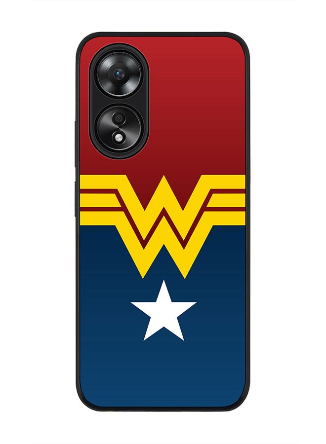 Stylizedd Rugged Black edge case for Oppo A58 4G, Slim fit Soft Case Flexible Rubber Edges Anti Drop TPU Gel Thin Cover- Wonder Woman  - Image 1