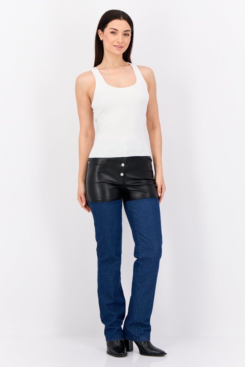 ESPRIT تي شيرت نسائي بلا أكمام بتصميم دائري العنق، أبيض - Image 3