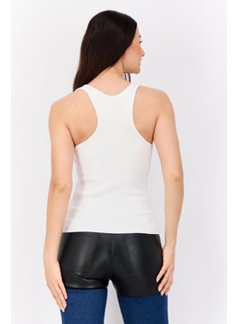 ESPRIT Women Scoop Neck Sleeveless Ribbed Tank Top, White  - Image 2